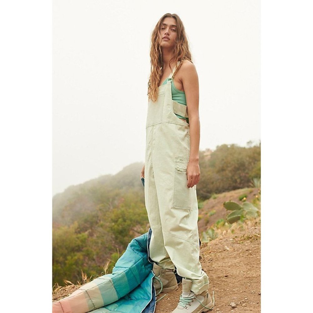 Free People Light Sage Green Utility Jumpsuit